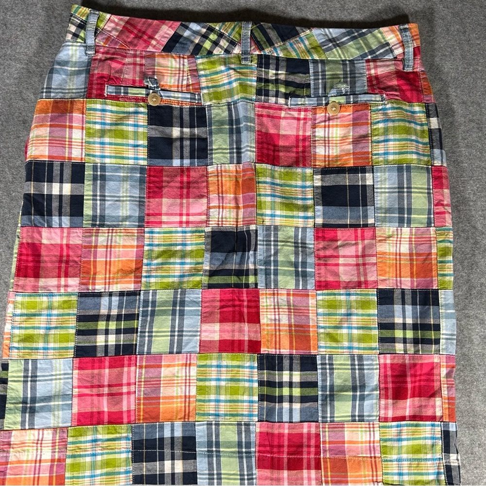 L.L. Bean patchwork plaid skirt, size 12 favorite fit, straight, colorful - Picture 5 of 5